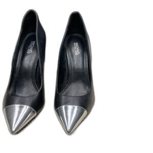 Authentic Michael Kors "Keke" Black Chrome Tip Cap & Chrome Heels 10.5/11
